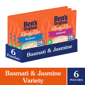 BEN'S ORIGINAL Ready Rice jasmine variety pack pouches for fragrant Southeast Asian flavor.