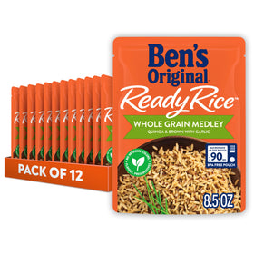 BEN'S ORIGINAL Ready Rice medley with quinoa and brown rice in a microwave pouch, ready to eat.