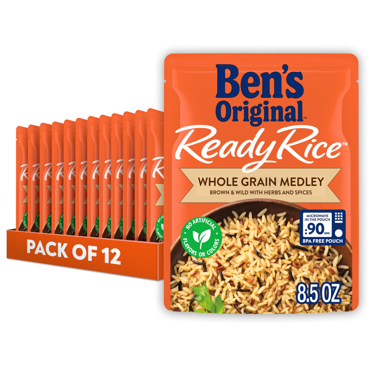 BEN'S ORIGINAL Ready Rice Whole Grain Medley packaging front for quick weeknight meals