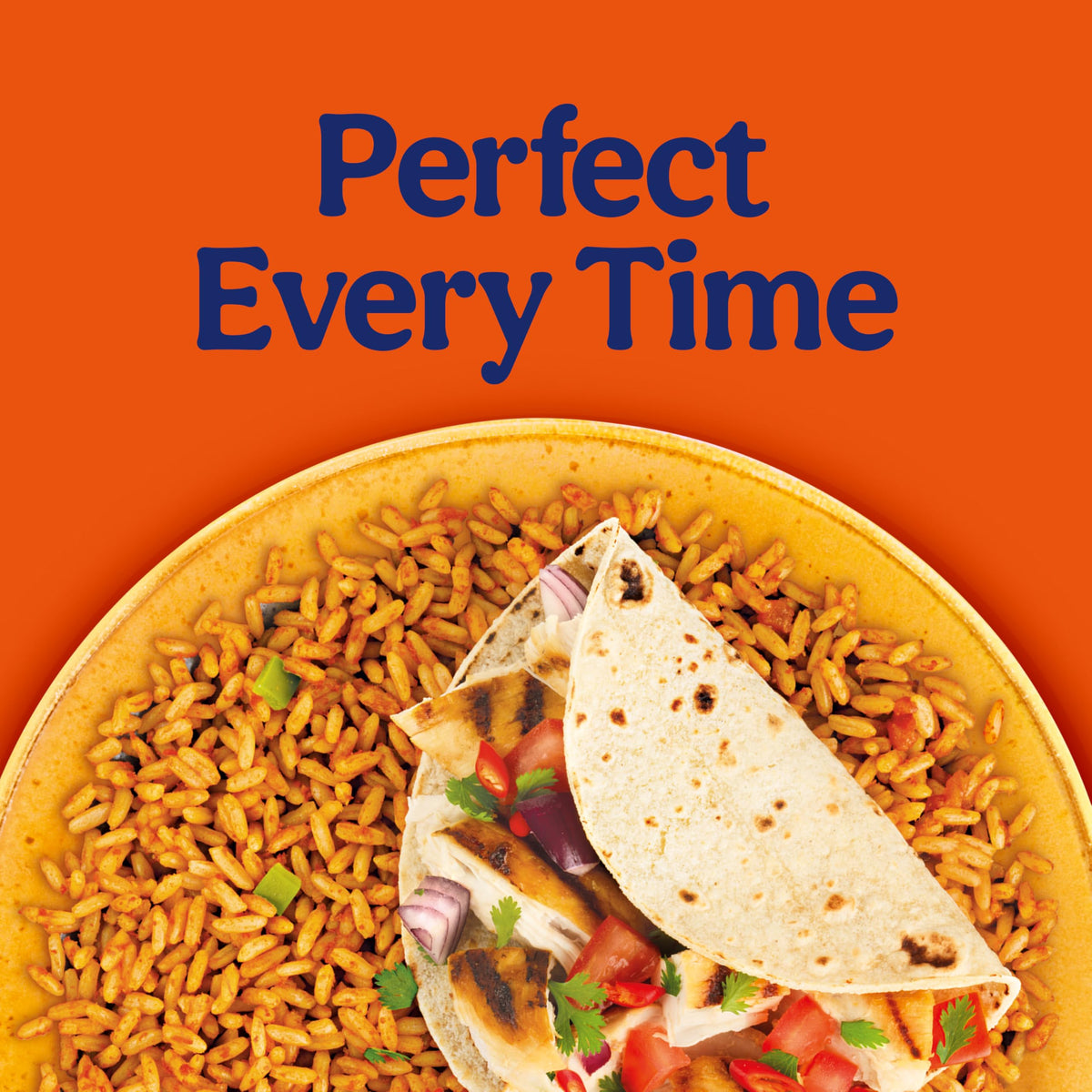 BEN'S ORIGINAL Ready Rice Spanish Style close-up highlights tomatoes and peppers for a vibrant side.