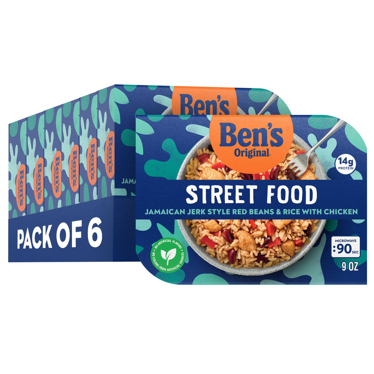 BEN'S ORIGINAL Street Food jerk beans and rice bowl ready in 90 seconds for quick meals