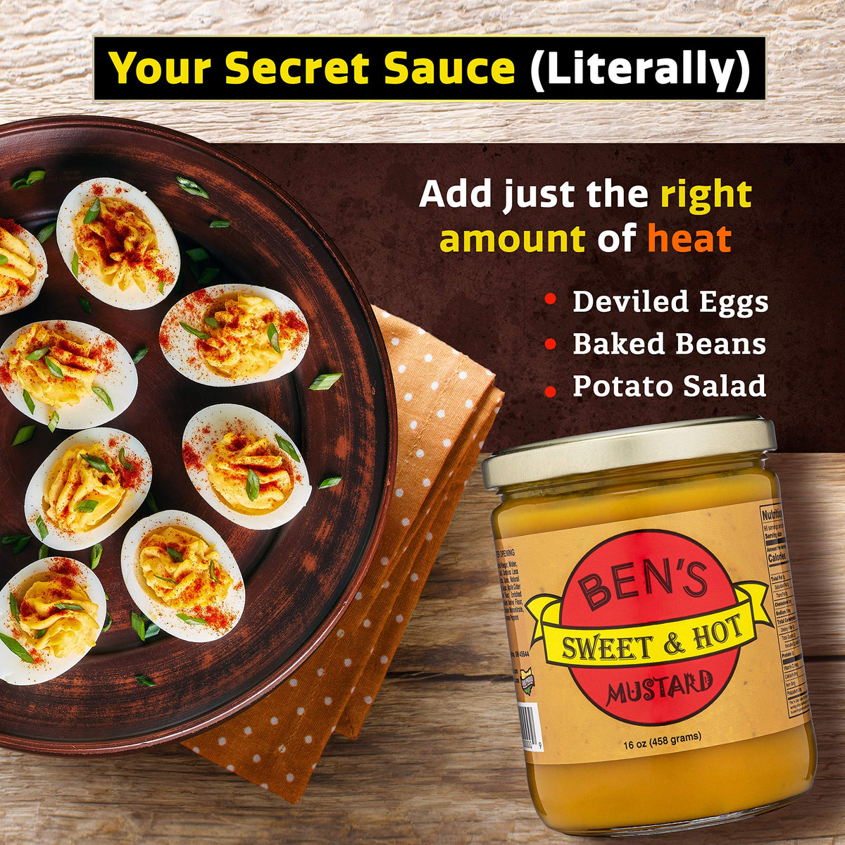 Ben's Sweet & Hot mustard dip with pretzels for a tasty snack.
