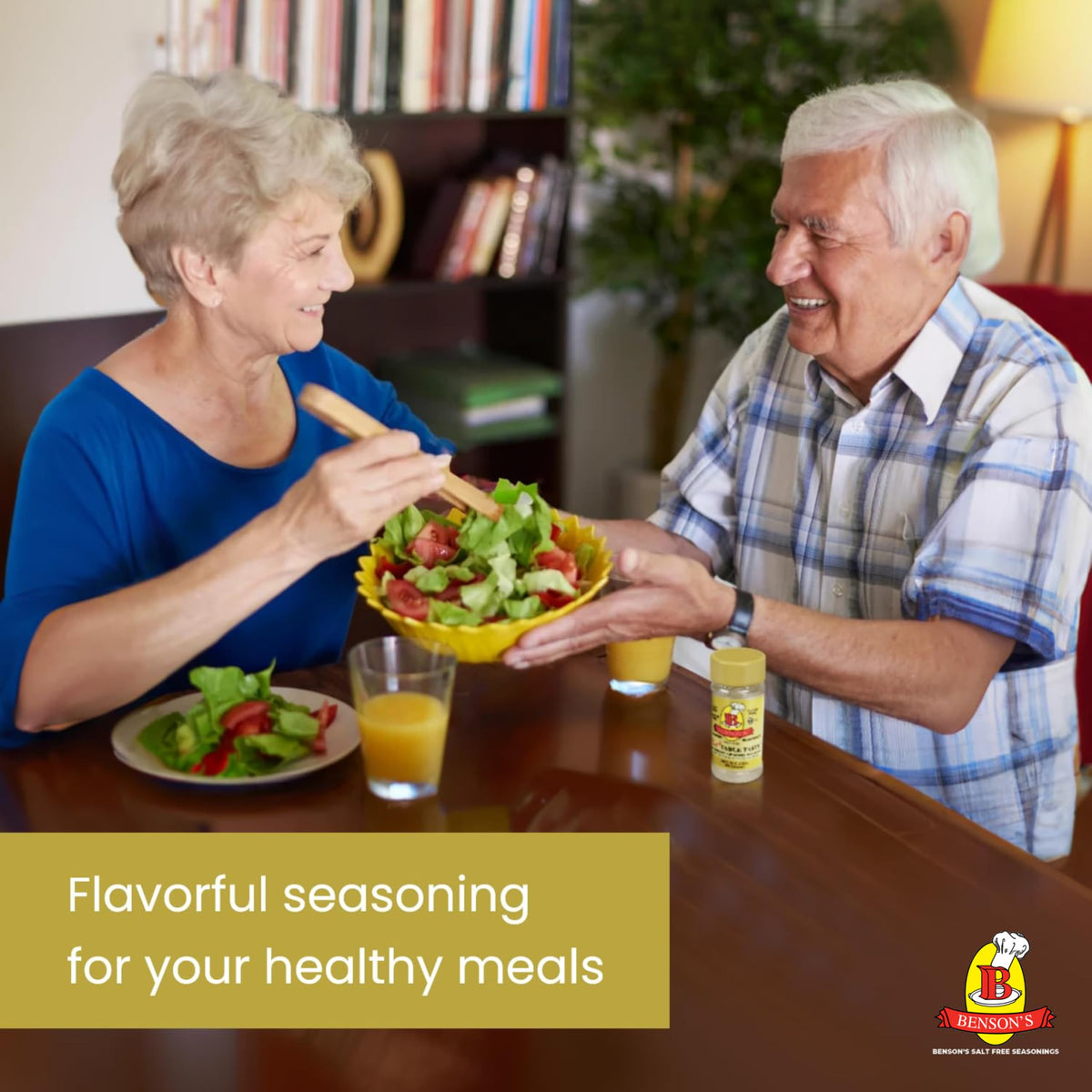 Gluten-free label on Benson's Table Tasty jar signals safe, versatile seasonings.