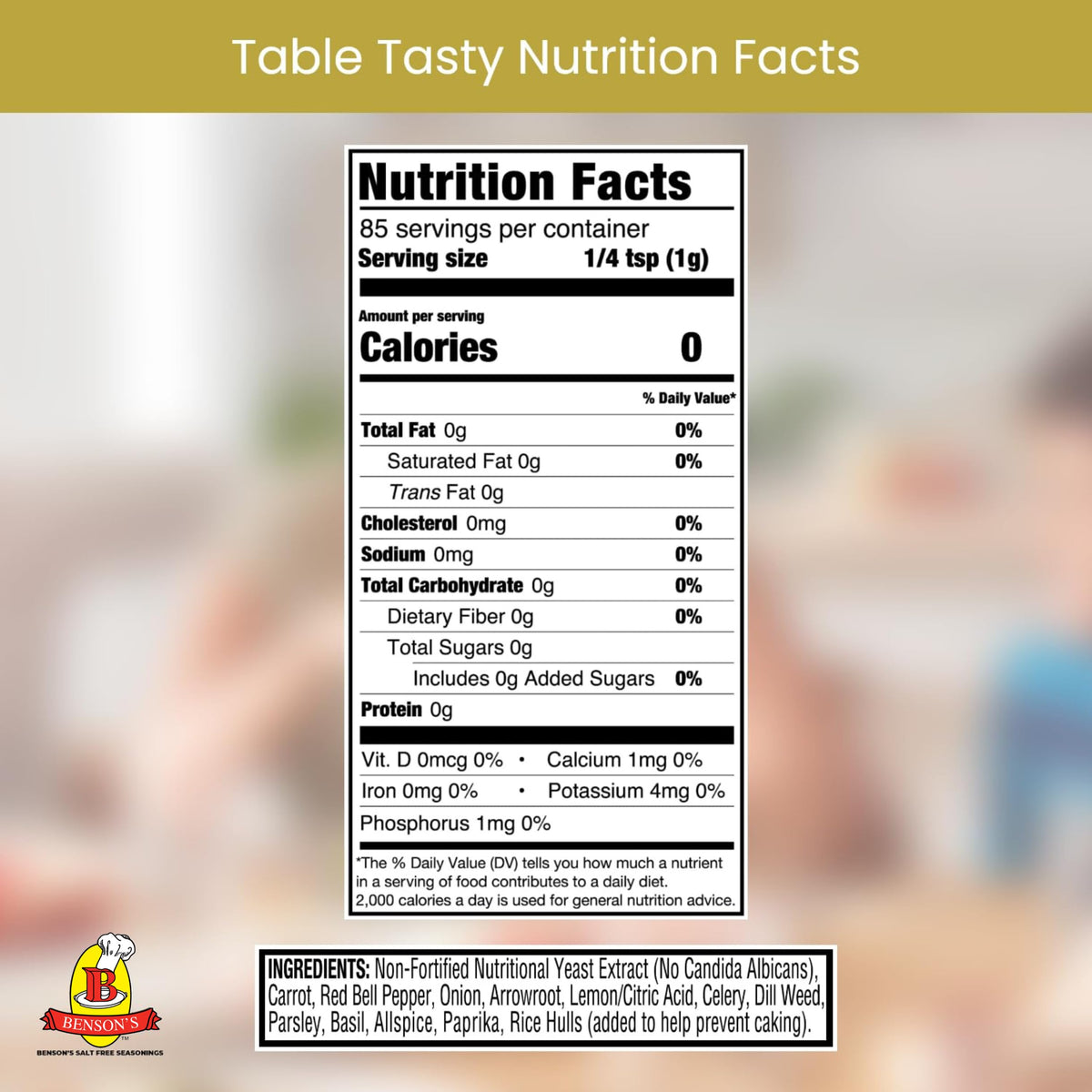 Herbs, vegetables, and nutritional yeast blend on the product label.