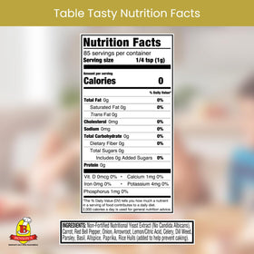 Herbs, vegetables, and nutritional yeast blend on the product label.