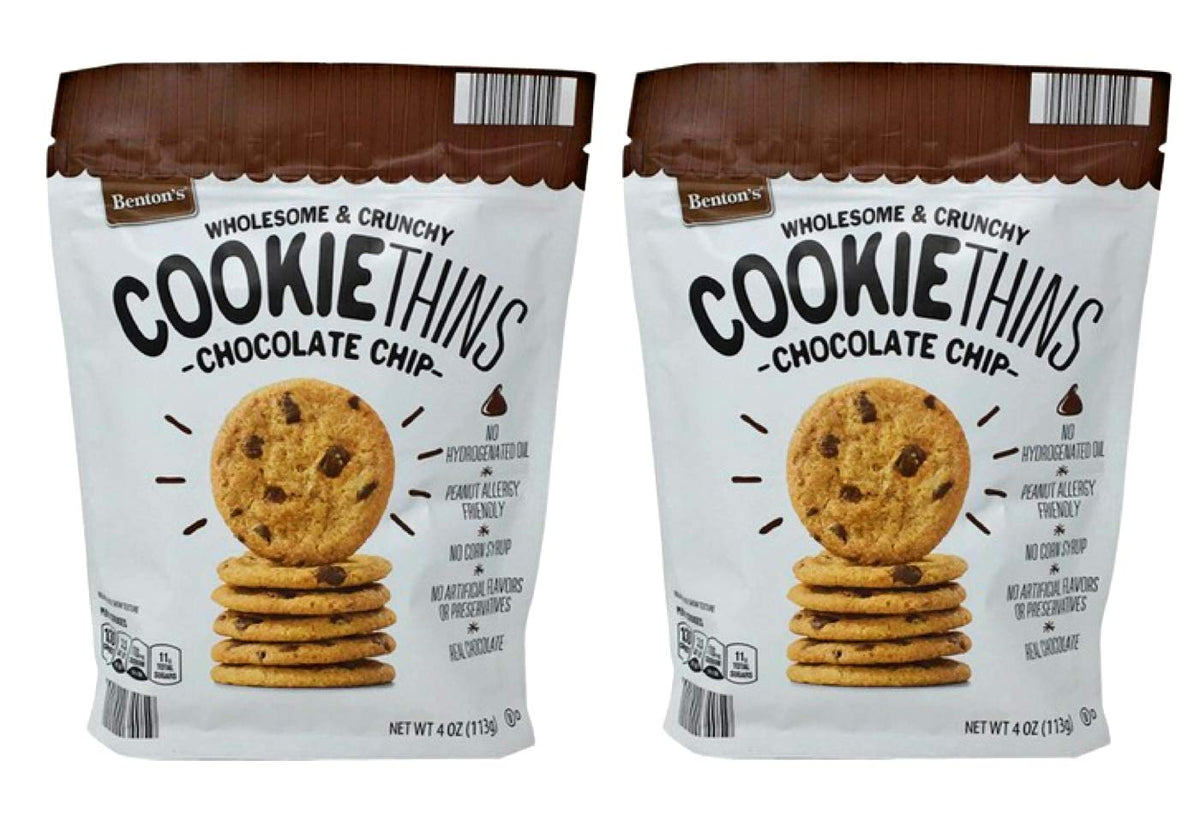 Benton's Chocolate Chip Cookie Thins in a resealable tube, perfect for sharing