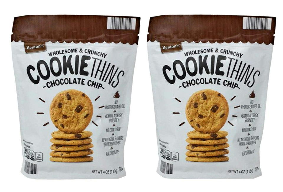 Benton's Chocolate Chip Cookie Thins in a resealable tube, perfect for sharing