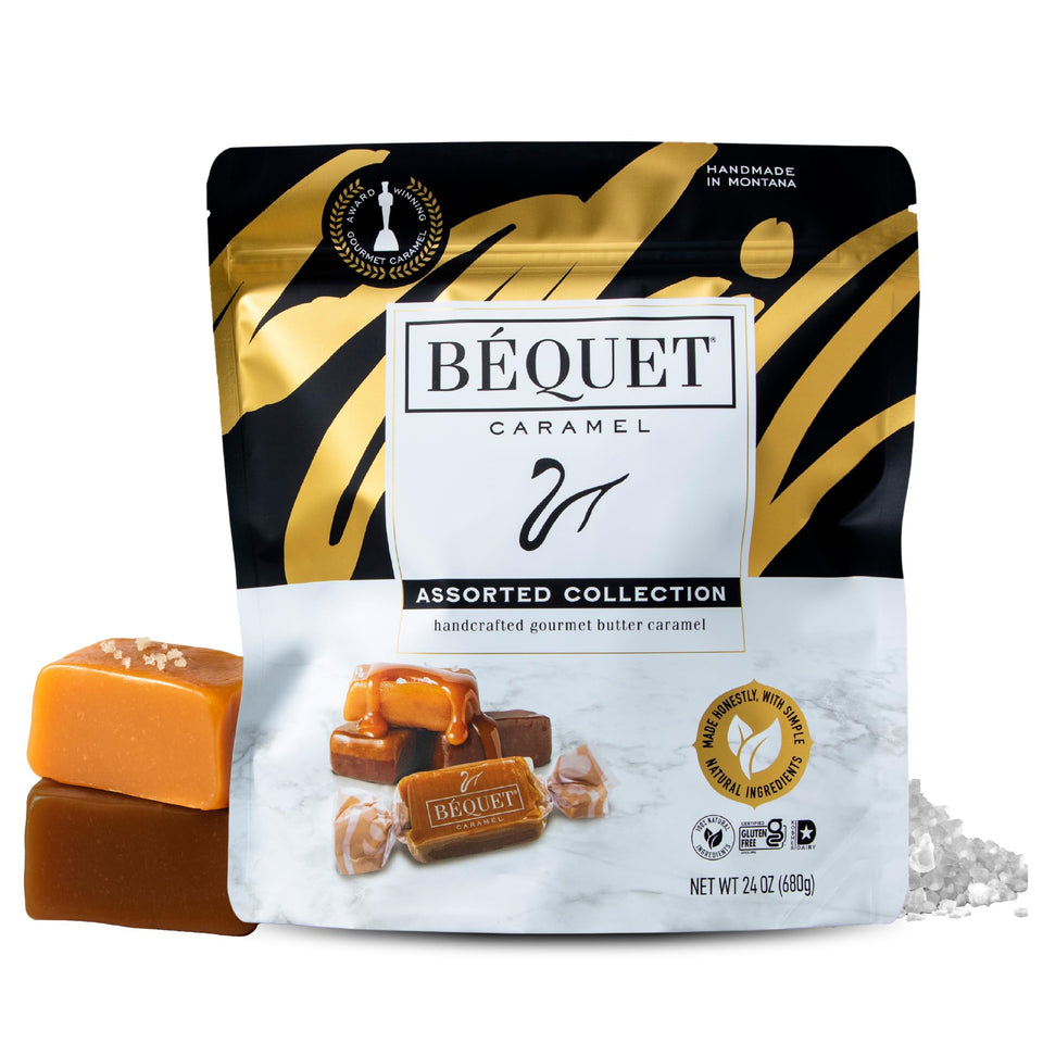 Bequet assorted caramels Celtic Sea Salt close-up highlights premium flavor and melt-in-mouth texture.