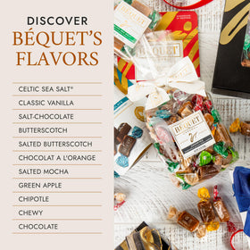Bequet award-winning caramel close-up evokes luxury gift idea.