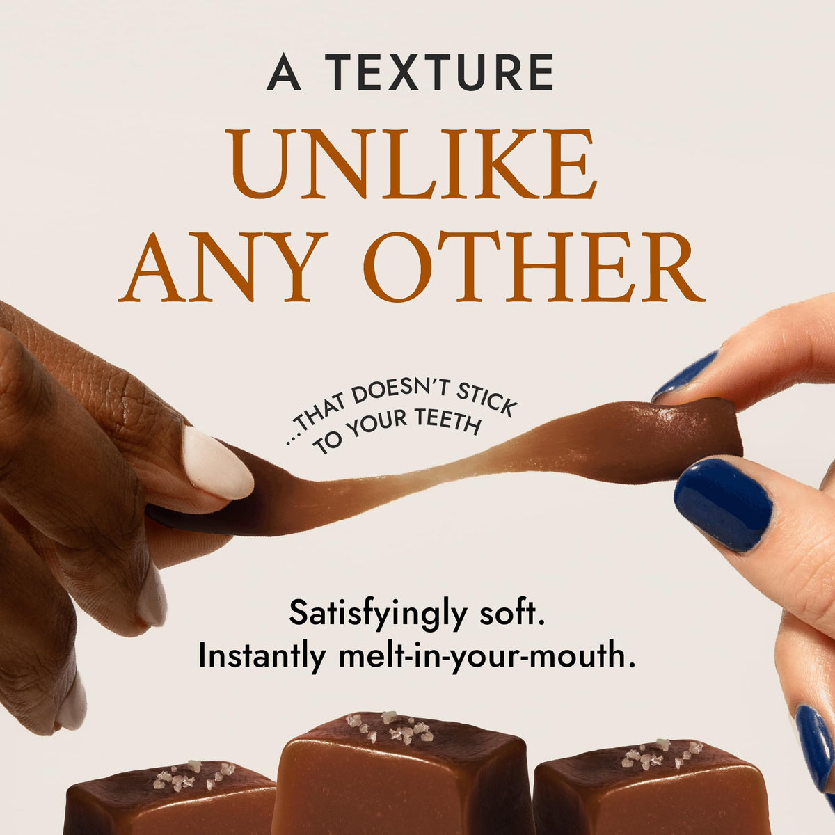 Bequet caramel pieces close-up reveal glossy, bite-sized treats ideal for gifting.