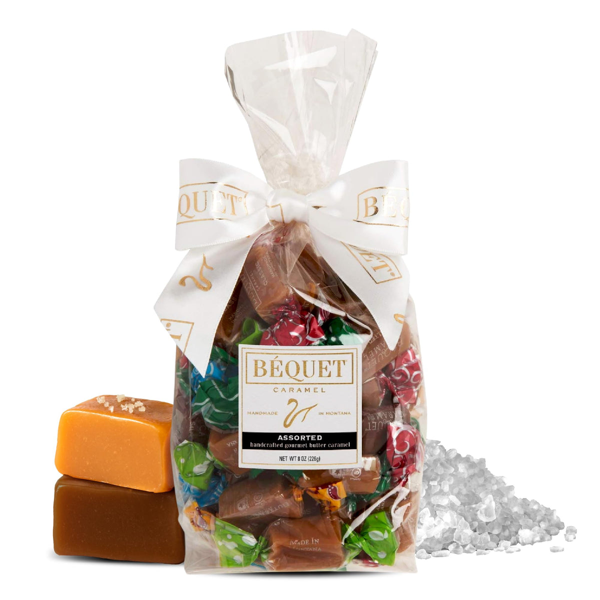 Bequet Celtic Sea Salt caramels in gift bag deliver a savory-sweet finish.