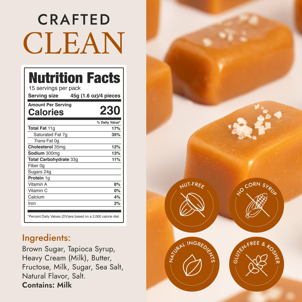 Creamy center and butter-rich texture of Béquet caramels in close view.