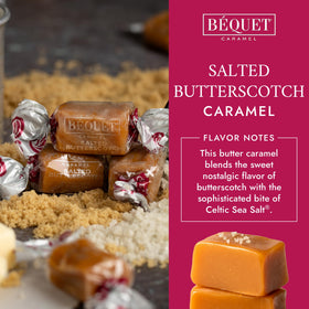 Bequet caramels close-up showing soft, chewy texture.