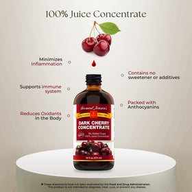 Bernard Jensen's dark cherry concentrate ice cream topping enhances frozen treats with cherry depth.