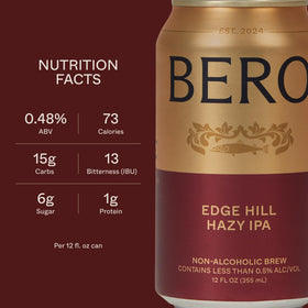 BERO Edge Hill Hazy IPA pour-glass capturing juicy aroma for relaxed, alcohol-free gatherings