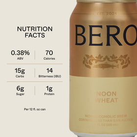 BERO Noon Wheat cans on display showing vibrant color and citrus notes for social sipping.