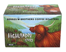 Berres Brothers Highlander Grogg decaf pods ready for Keurig brewing, offering a caffeine-free flavored treat.
