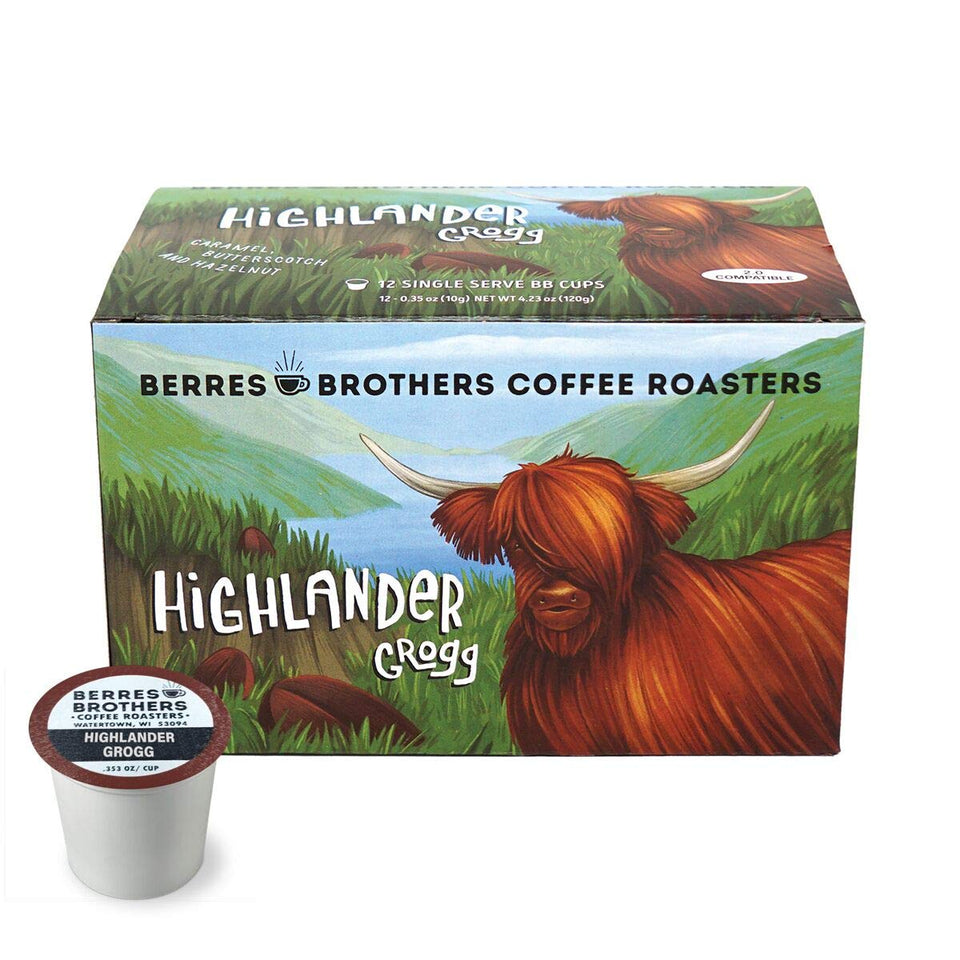 Berres Brothers Highlander Grogg K Cups front view for quick energizing mornings