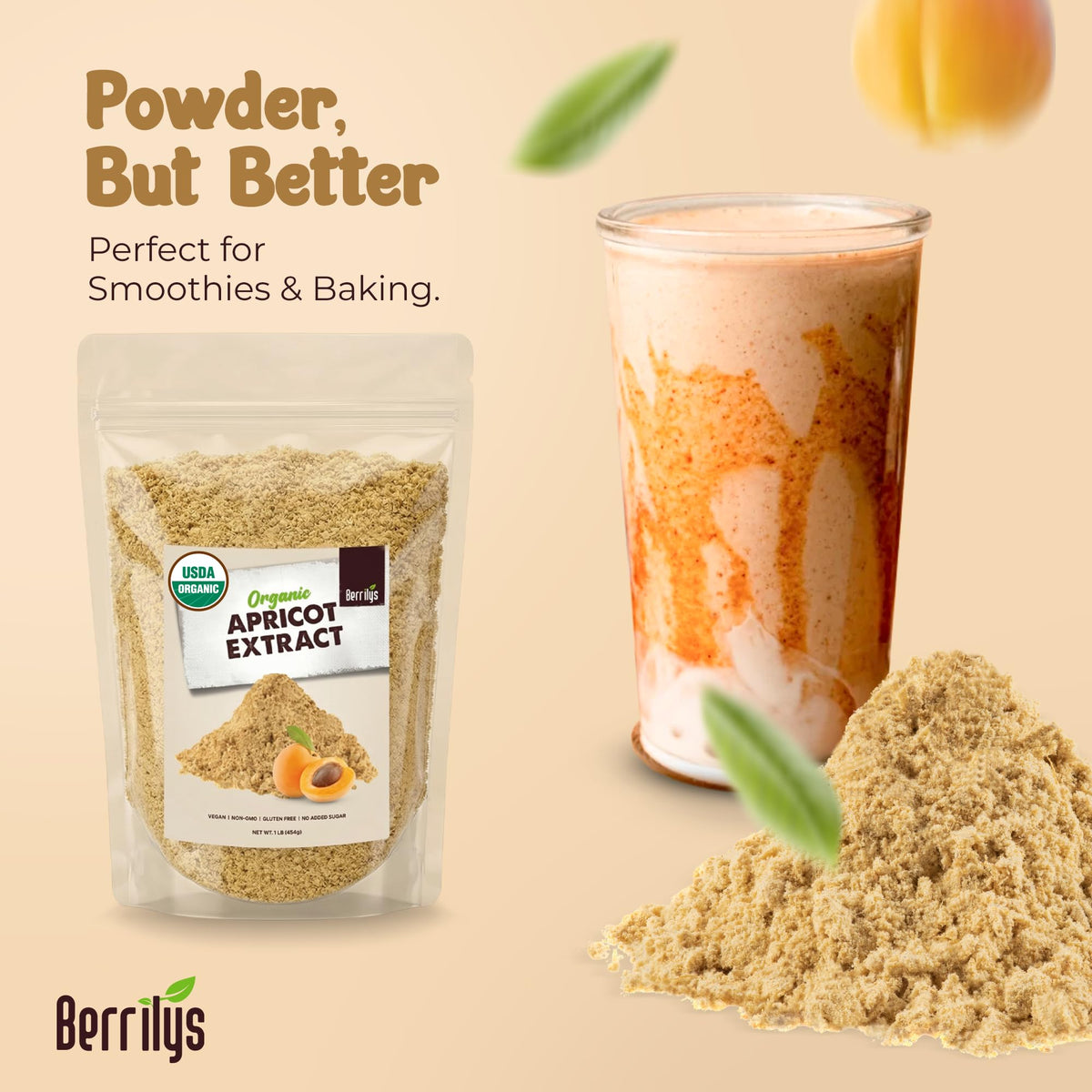 Berrilys organic apricot kernels powder used in baking and snacks