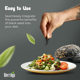 Berrilys black cumin powder in dough, ideal for baking and breads.