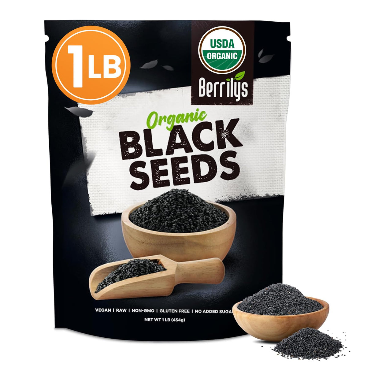 Berrilys black cumin seeds packaging, premium organic spice for easy cooking.