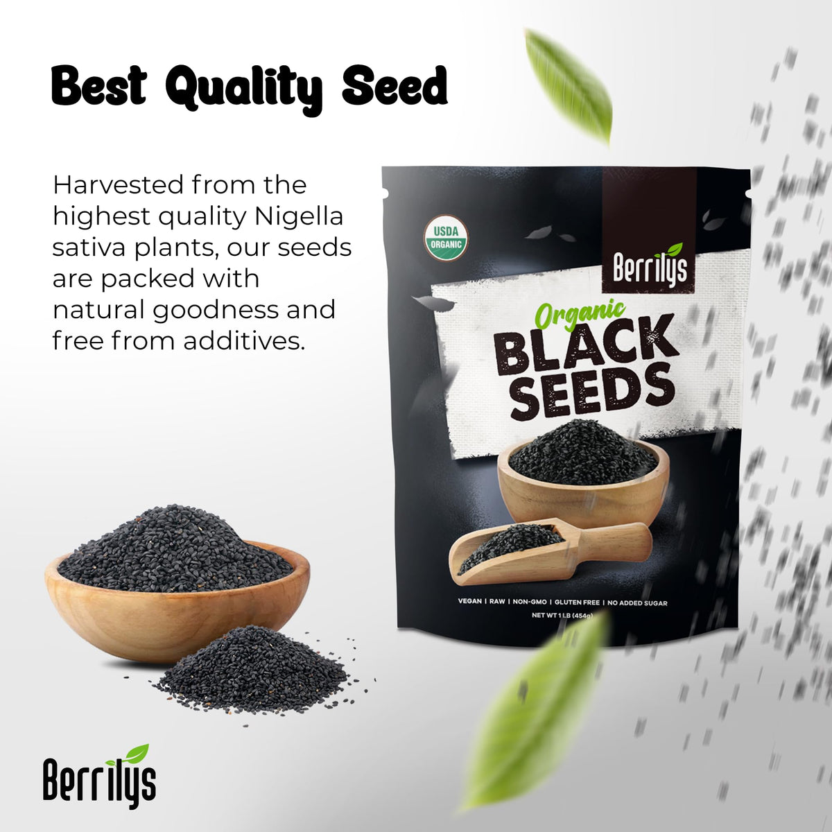 Berrilys black cumin seeds whole, versatile spice for dal, rice, vegetables.