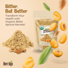 Berrilys apricot kernel powder pour showing smooth texture for shakes