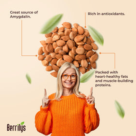 Berrilys Organic Bitter Apricot Kernels with certification label confirms traceability.
