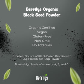 Berrilys Organic Black Seed Powder pantry storage idea non-GMO gluten-free.