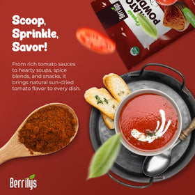 Berrilys ground tomato powder ideal for pasta dishes.