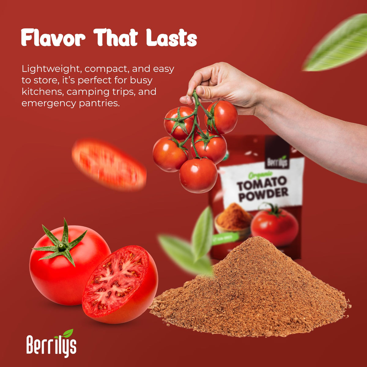 Berrilys tomato powder boosts flavor for pizza spice blends.