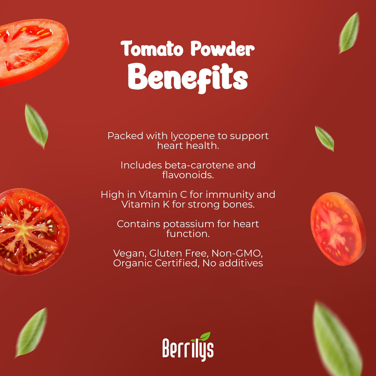 Berrilys uses ideas image suggests pizza and pasta boosts with tomato powder.