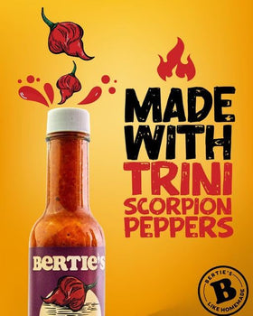 Bertie's ingredients shot spotlights fresh peppers and vibrant colors
