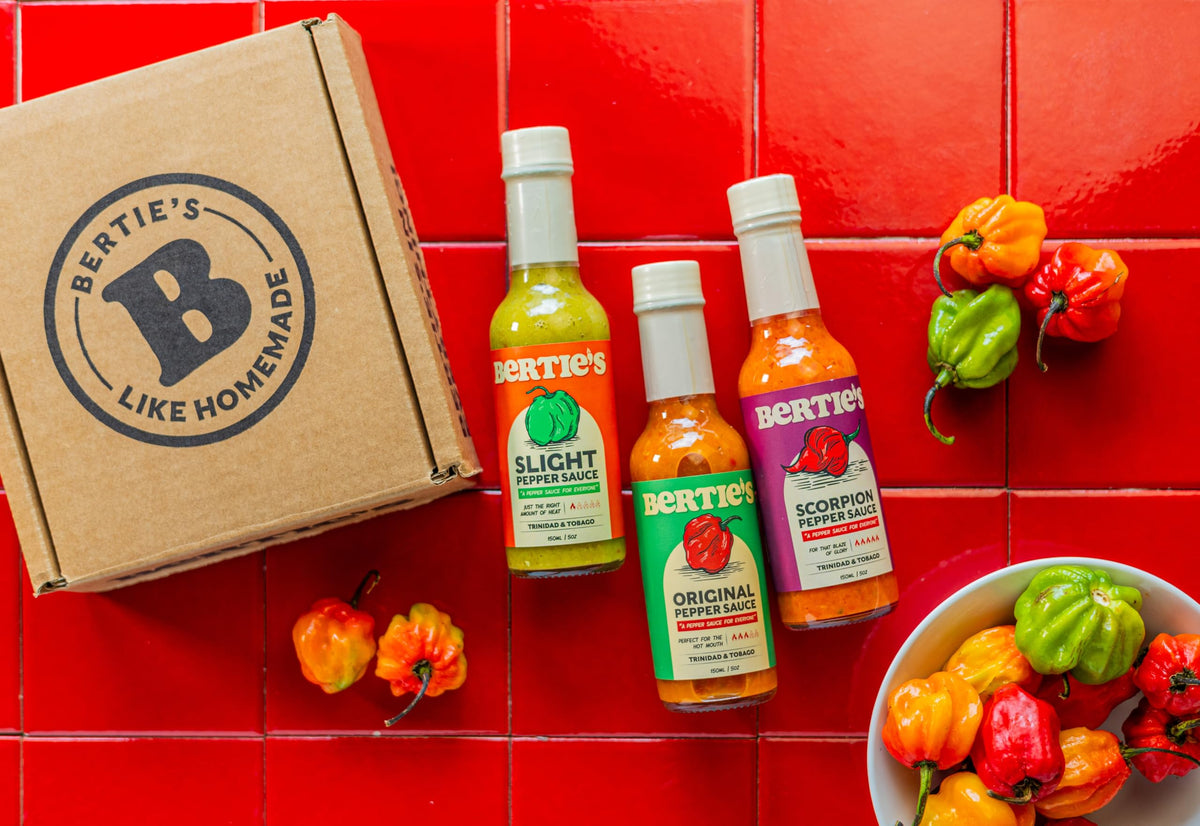 Bertie's Slight bottle blends green scotch bonnet with pimento for flavorful warmth