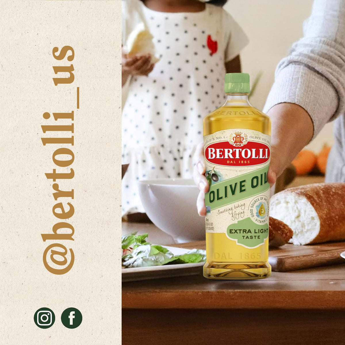Bertolli bottle cap and label aid proper storage and freshness