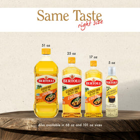 Bertolli Classico olive oil in a food prep scene showing versatility