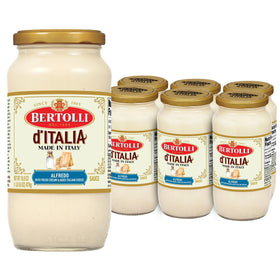 Bertolli d'Italia Alfredo Sauce jar front, ready to elevate weeknight pasta.