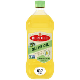 Bertolli Extra Light Olive Oil pours smoothly for high-heat cooking.
