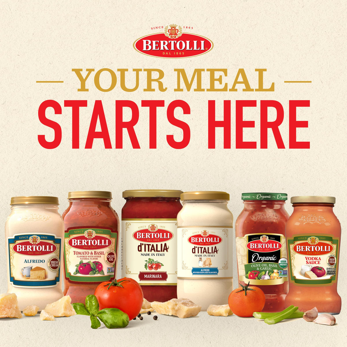 Bertolli sauce on flatbread adds easy savory flavor