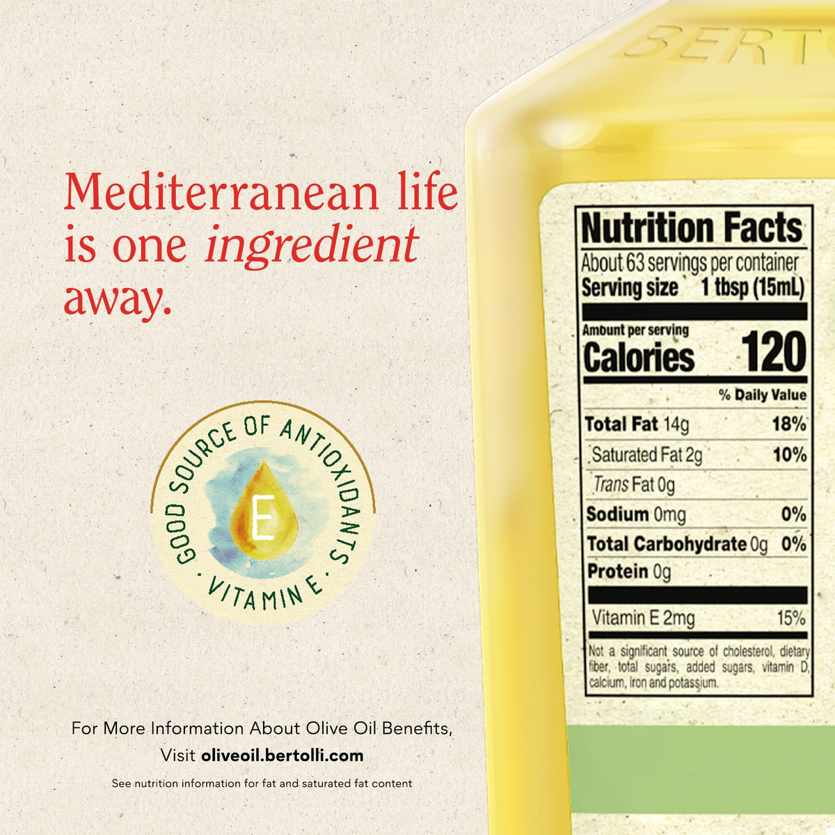 Bertolli Non-GMO certified badge signals trusted sourcing and standards