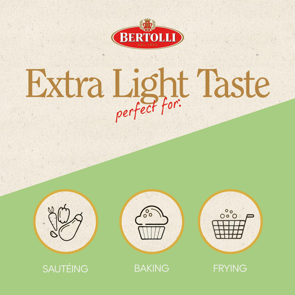 Bertolli Non-GMO olive oil bottle suitable for baking and dressings