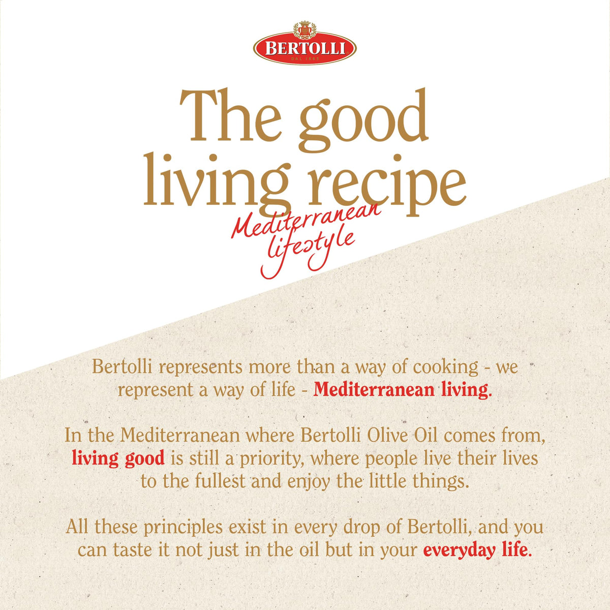 Bertolli EVOO being drizzled over greens for salad dressing