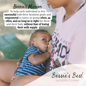 Brewer's yeast note on Bessie's Best Lactation Cookies packaging for lactation-friendly snacking.