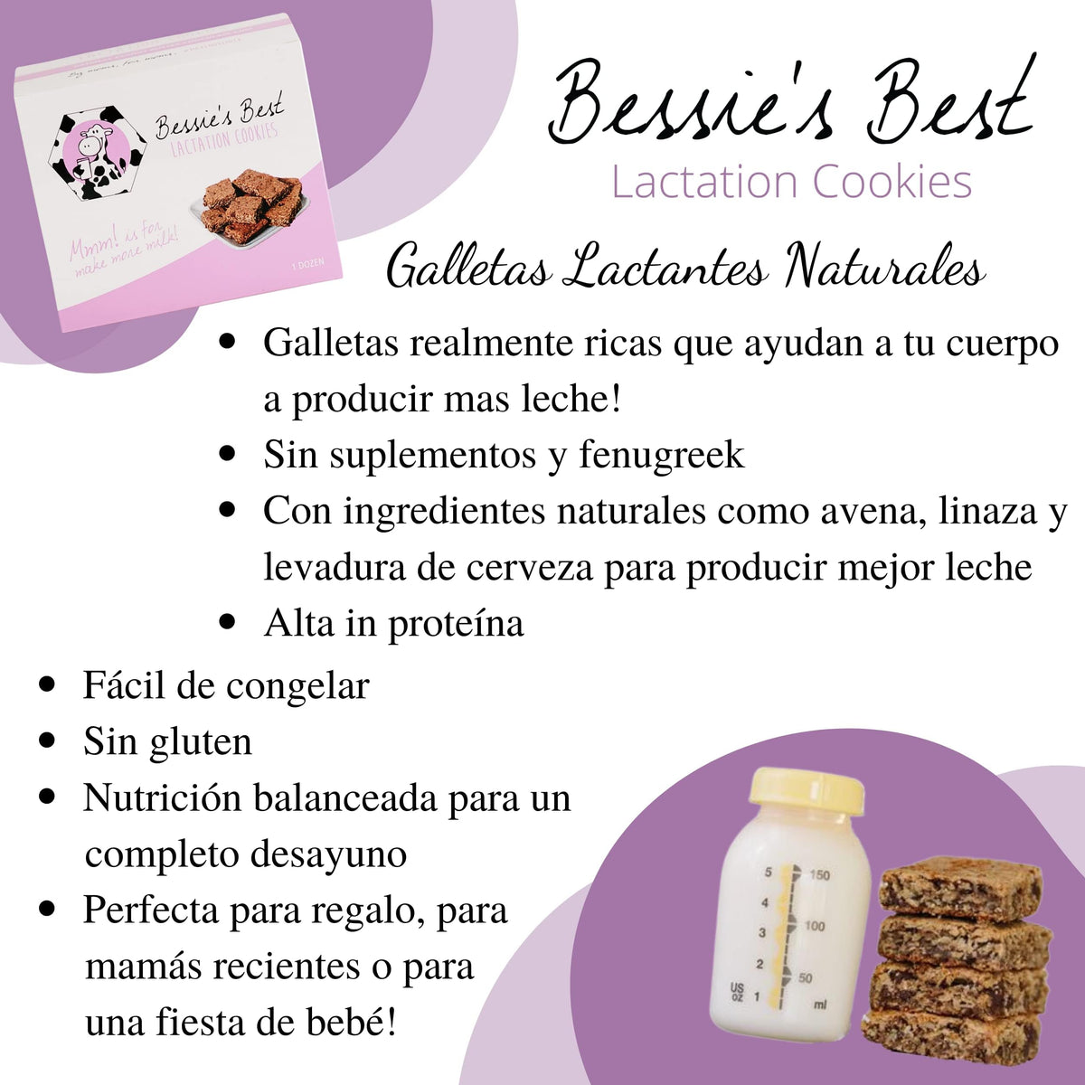 Shelf life info on Bessie's Best Lactation Cookies packaging—three weeks.