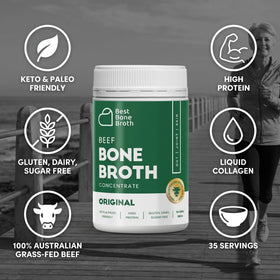 Best Bone Broth 35 servings packaging emphasizes value and convenience.