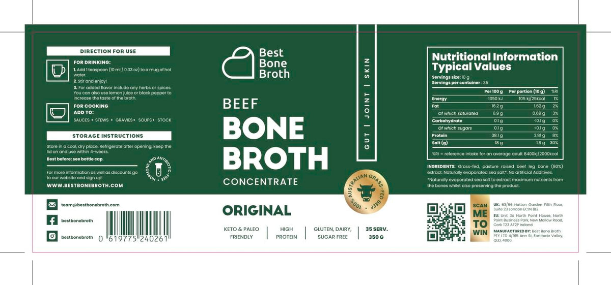 Best Bone Broth keto paleo badge signals suitable lifestyle choice.