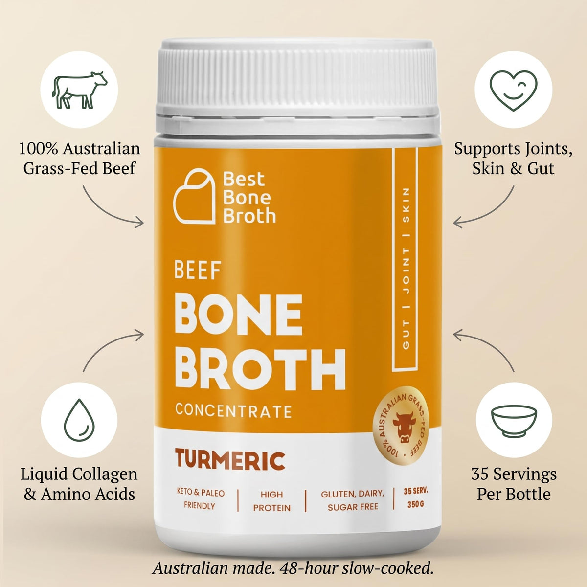 Best Bone Broth turmeric concentrate with veggies shows stir-fry friendly boost.