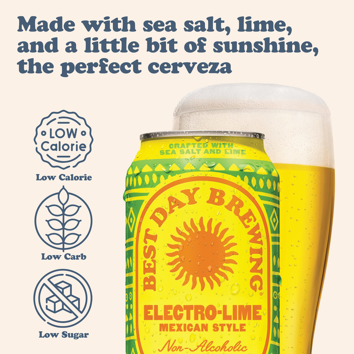 Best Day Brewing Electro-Lime Lager glass highlights tropical aroma perfect for gatherings.