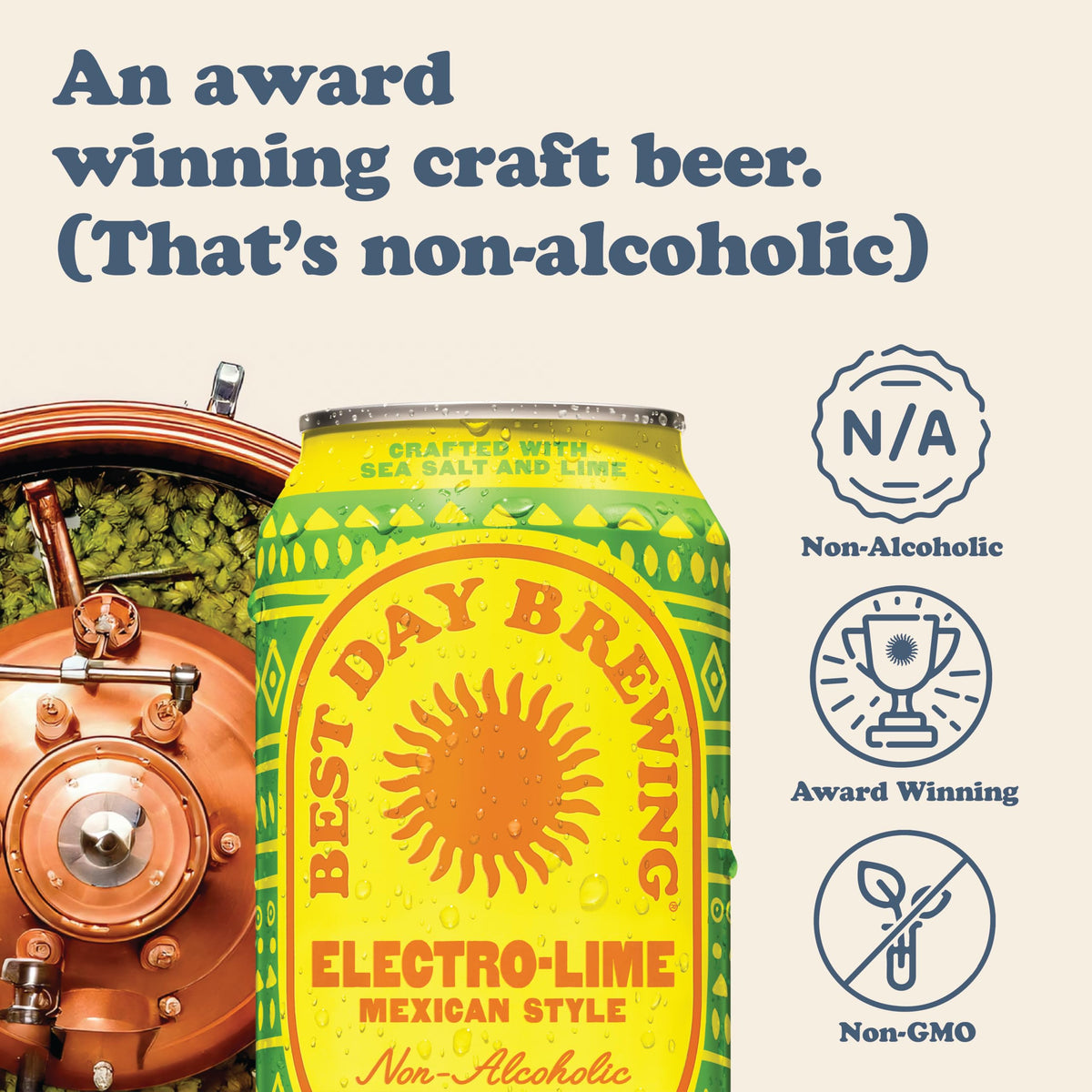 Best Day Brewing Electro-Lime Lager can with sea salt balance for flavorful depth.