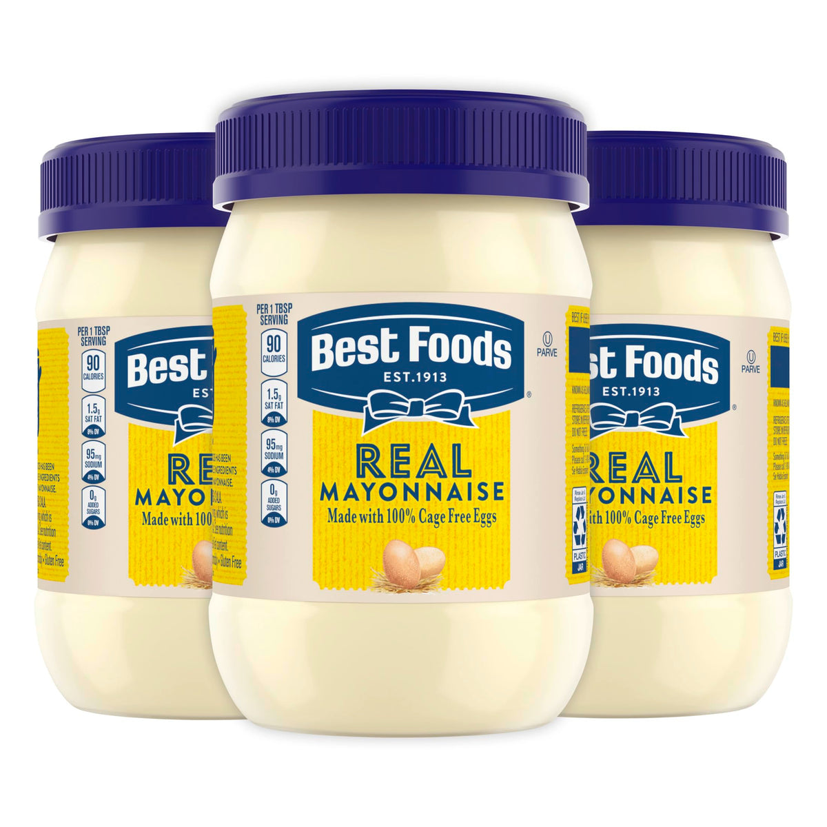 Best Foods Real Mayonnaise jar closeup shows creamy texture ideal for sandwiches.